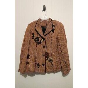 Deborah Cross | Vintage Brown Velvet Floral Button Up Jacket Size Medium